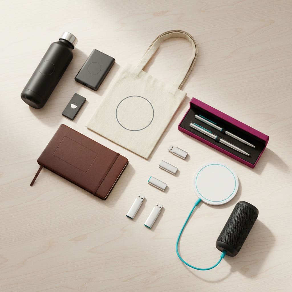 Variedade de brindes corporativos criativos