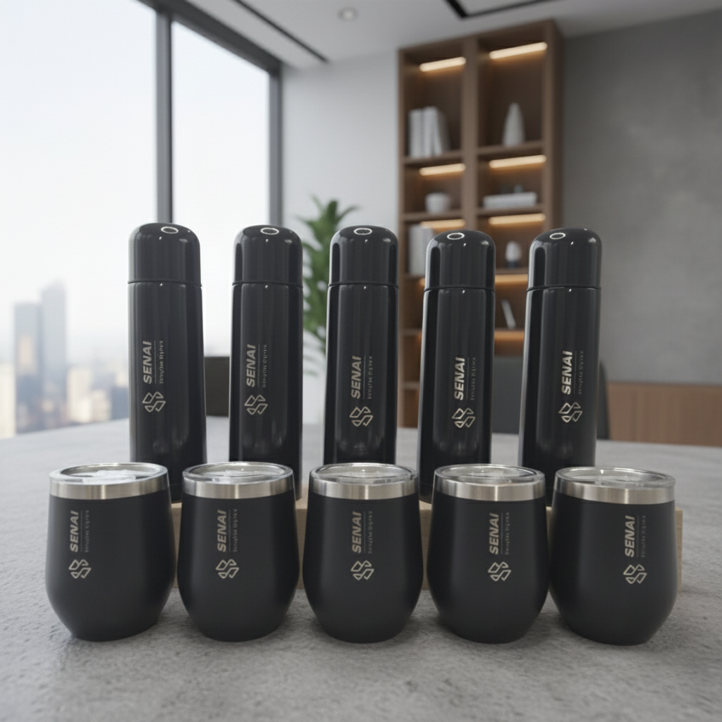 Copo térmico e squeeze com gravação laser