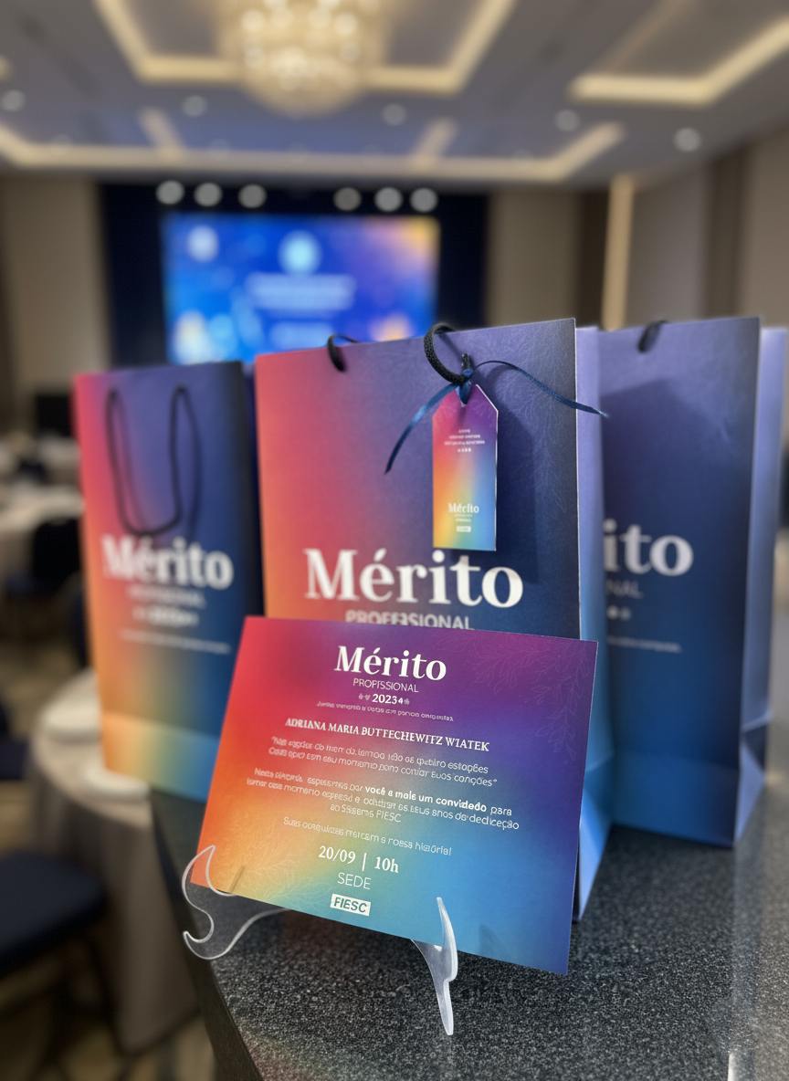 Sacola de papel para evento com convite